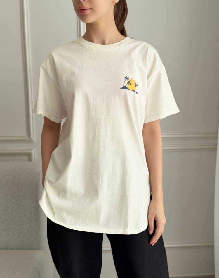 تیشرت سوپر  نخی لانگ پشت چاپ طرح جزیره