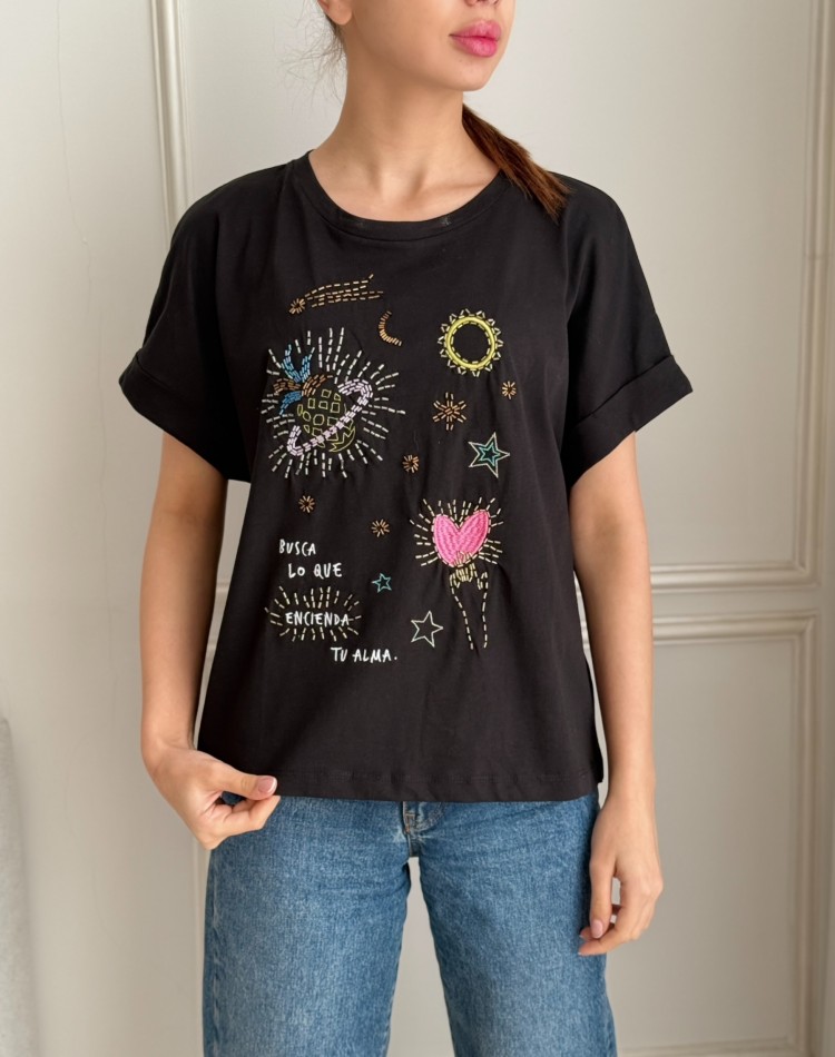 تيشرت سوپر نخي گلدوزي و کارشده نايس