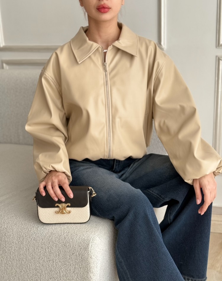 کت چرم زيپ دار ساحل