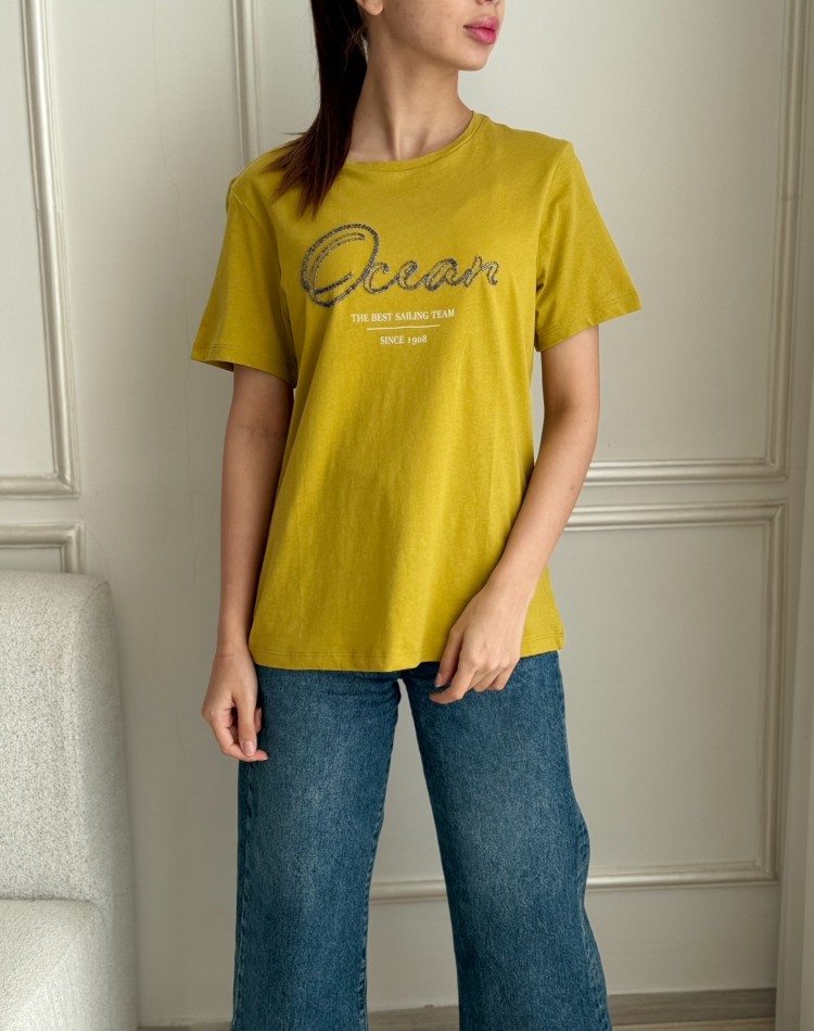 تيشرت سوپر نخي جلو کارشده IWie