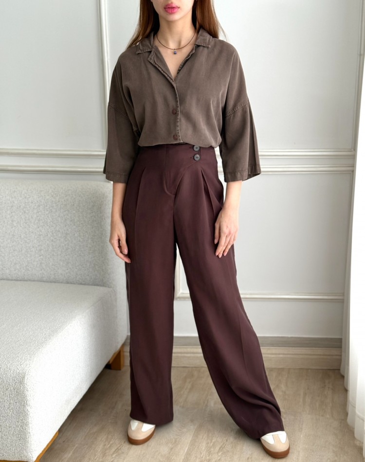 شلوار کرپ سيلک کمرکج لونا کد PA-5057