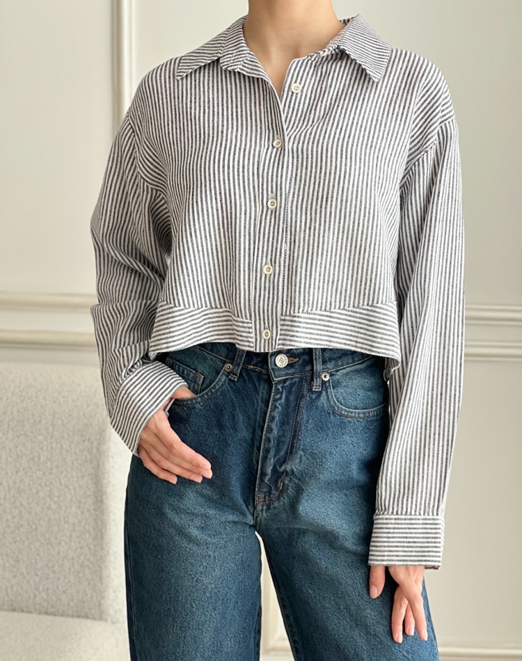 شوميز لينن راه راه کارلا کد SH-3139