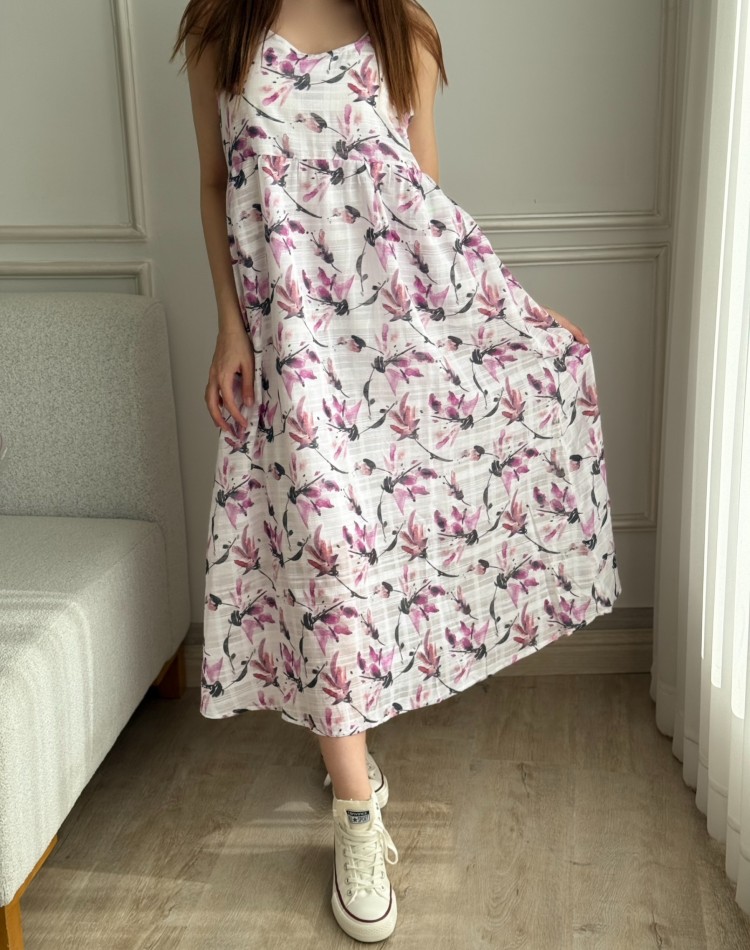 پيراهن لينن طرحدار الناز کد DR-2039