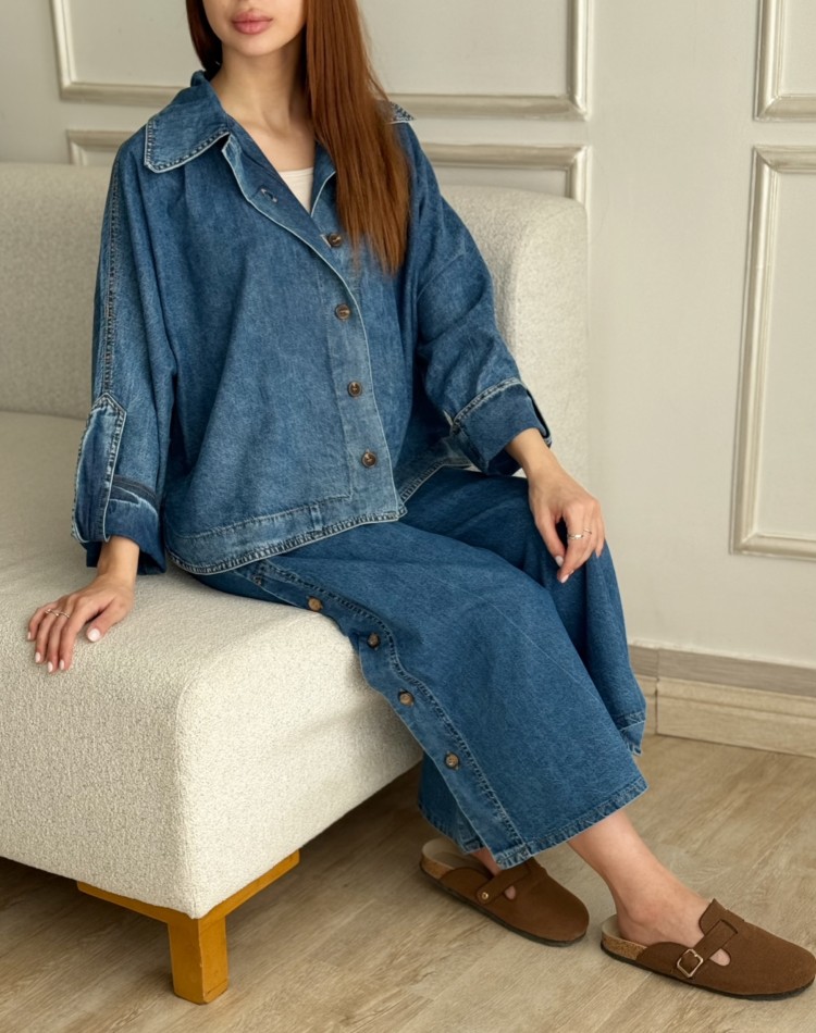 شلوار دامني جين بغل دکمه کد 1020-PA