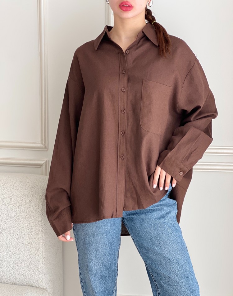 شوميز لينن برند ZARA  کدSH-3180