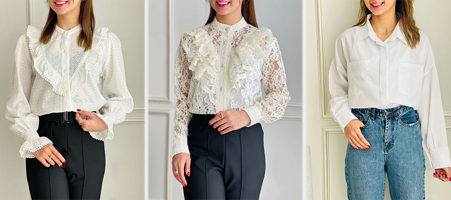 شومیز مجلسی سفید زنانه