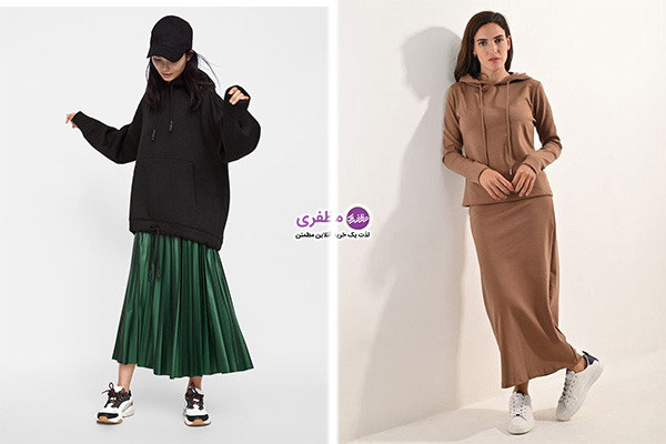 ست هودی زنانه با دامن برای استایلی متفاوت و دخترانه