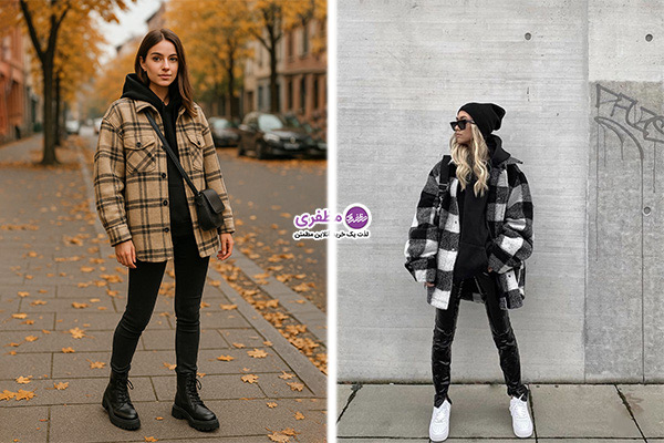 هودی مشکی دخترانه و شکت ترکیب شیک برای پاییز و زمستان