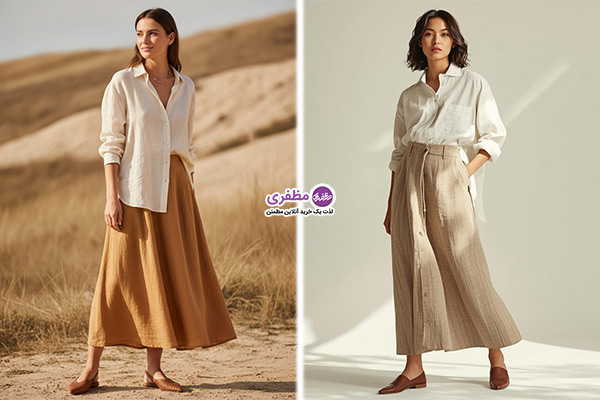 ست کردن دامن لینن با شومیز لینن