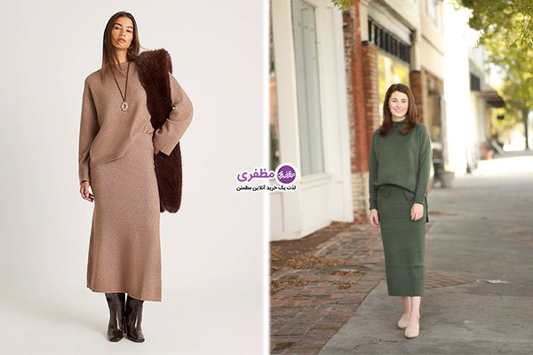 استایل با دامن پاییزی بافت