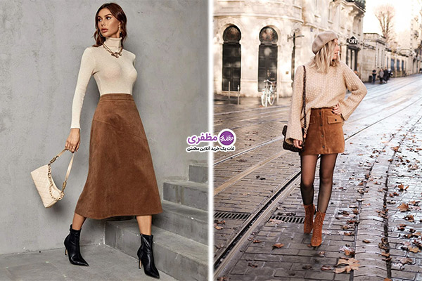 استایل با دامن پاییزی جیر