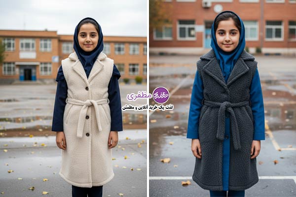وست فوتر بلند (جلیقه بلند) روی لباس فرم مدرسه