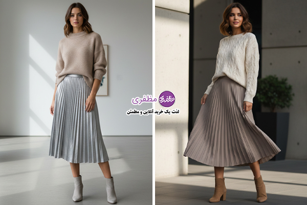 دورس کراپ ساده با دامن لینن زنانه طرحدار