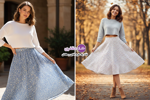 استایل بیرونی دورس با دامن بلند پشمی و کمربند پهن