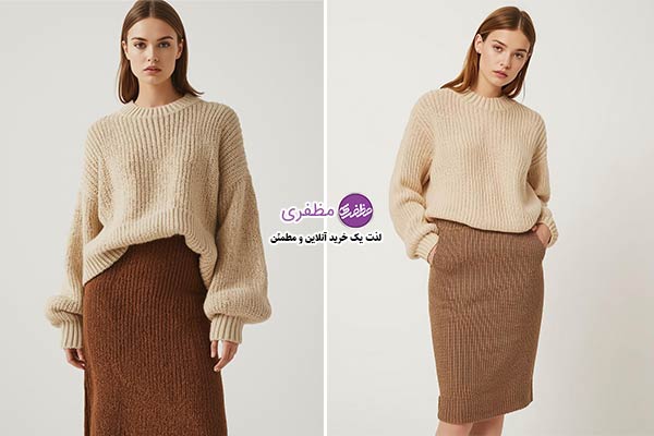 دامن بافت با پلیور بافت