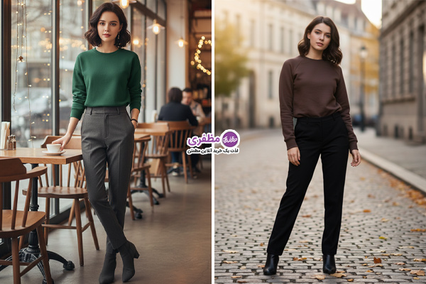 استایل سویشرت جذب با شلوار تیره و بوت