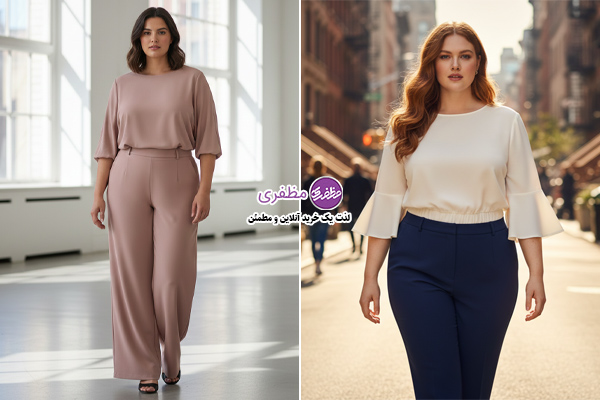 ست زنانه با شومیز آستین سه ربع