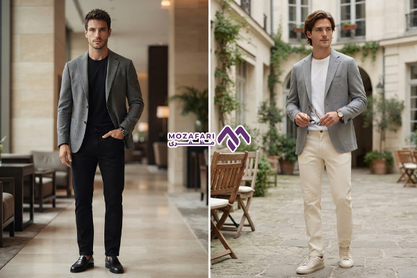 چگونه کت طوسی را با تیشرت ترکیب کنیم؟